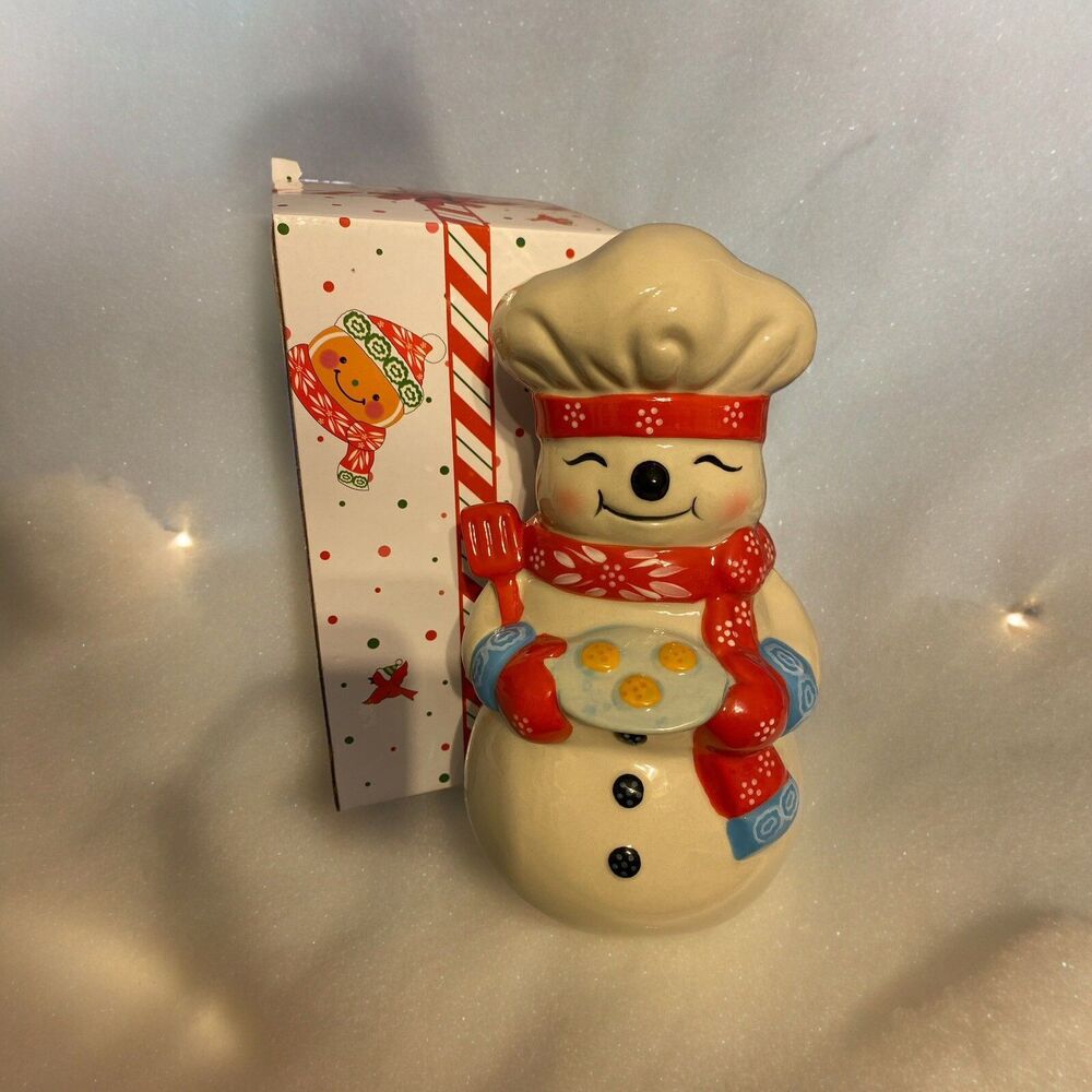 Temp.Tations By Tara Snowman Chef Statue 8” Christmas RARE HTF New With Box
